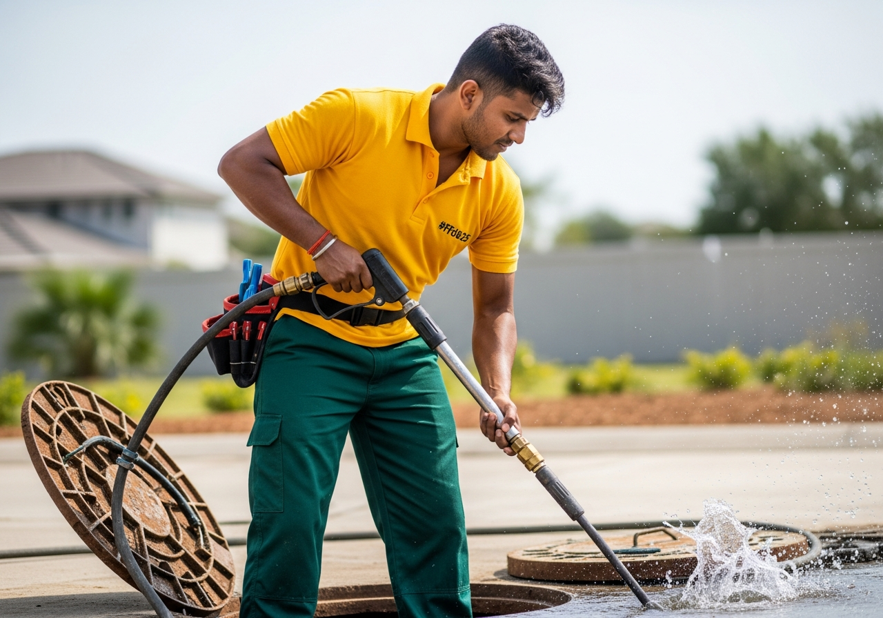 High-Pressure Sewer Line Jetting